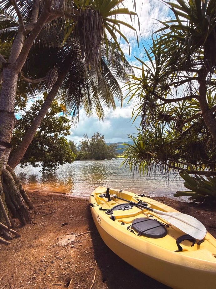 Kayak and phaeton bay view of Tahiti